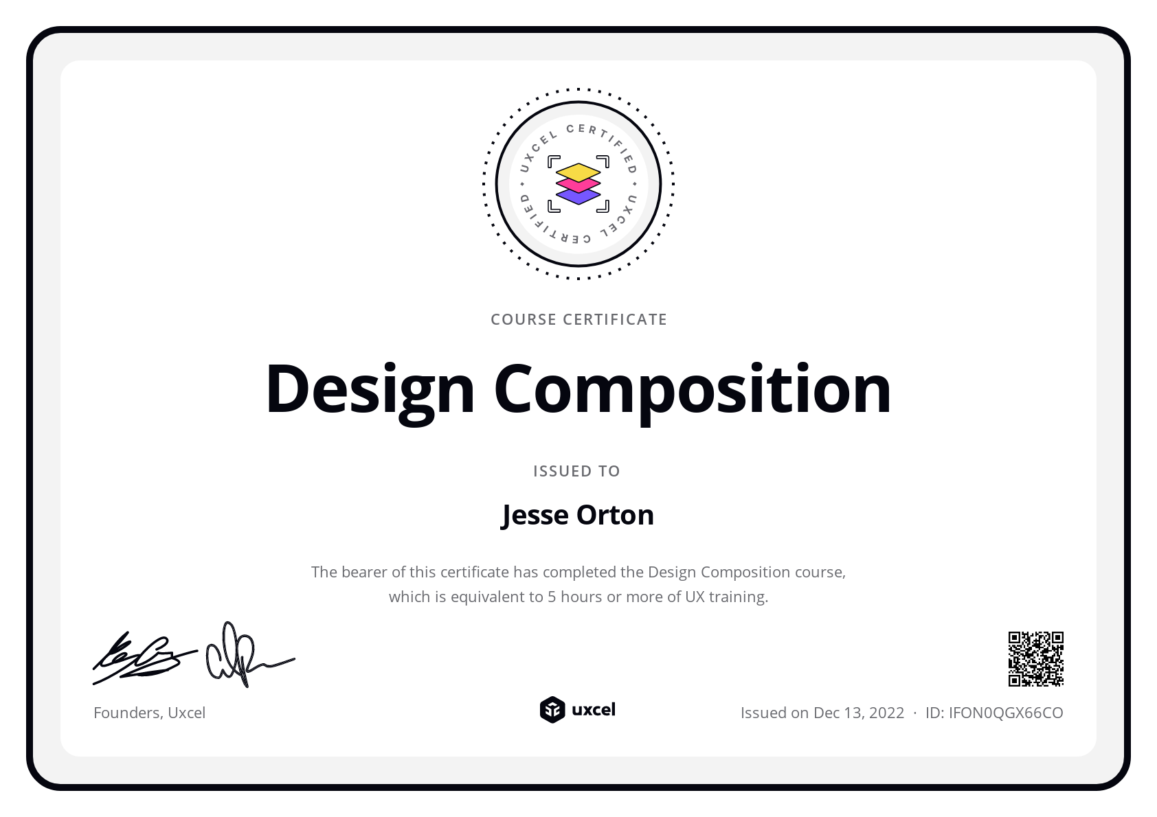 Jesse Orton's certificate
